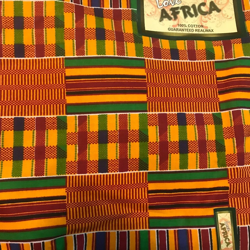 African KENTE CLOTH Style #1 (2 yards )100% cotton wax fabric